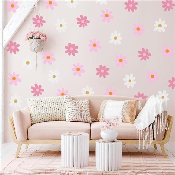 Daisy Wall Decals Flower Stickers Peel and Stick Vinyl Nursery Bedroom Living Ro - Picture 4 of 8